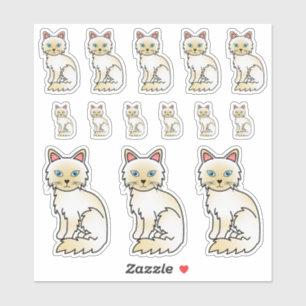 Adesivo Cream Point Birman / Ragdoll Cute Cartoon Cats