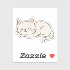 Adesivo Cream White Sleeping Cat Sticker – Minimalist Cute