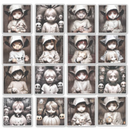 Adesivo Creepy Chibi Kid Ghosts Spooky Halloween