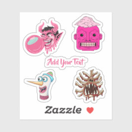 Adesivo creepy pink cartoon surreal monster graphic design