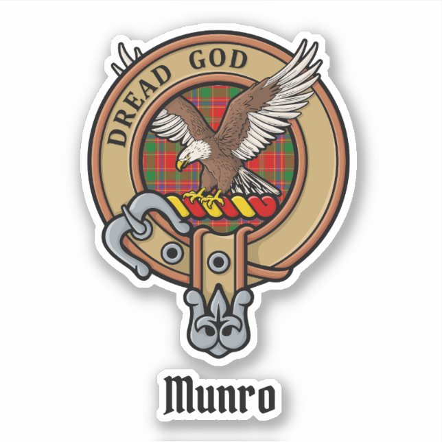 Adesivo Crest da Clan Munro sobre Tartan (Frente)