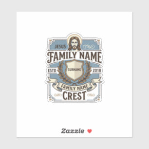 Adesivo Crest do Nome da Família Jesus Crest do Nome da Fa