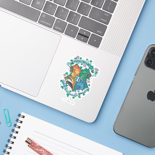 Adesivo Crest Floral HOGWARTS™ (Notebook com iPhone)