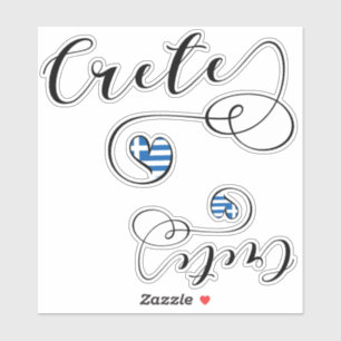 Adesivo Crete Heart Flag, Grécia, Cretan