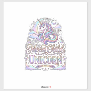 Adesivo Criança da Lua Unicórnio Unicórnio Design Original