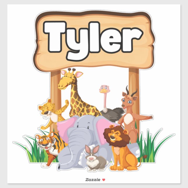 Adesivo Criança de Animais do Zoo Fantástico e Bonito (Folha)