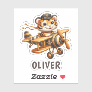 Adesivo Criança de Tigre Voadora Bestial em um Avião