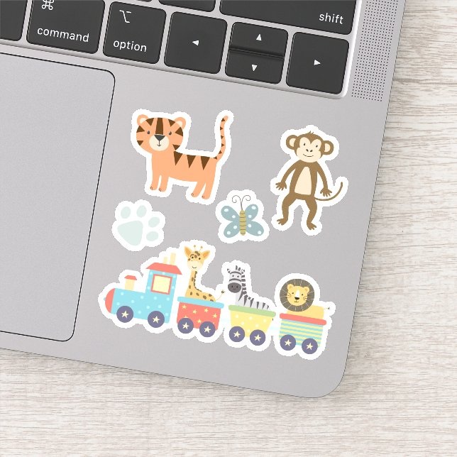 Adesivo Crianças Animais do Zoológico Bonito no Comboio (Detalhe)