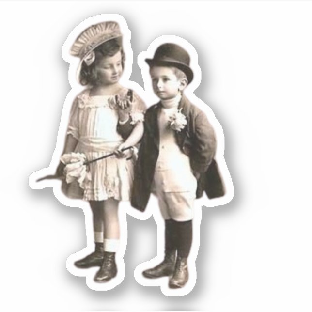 Adesivo Crianças Bonitas Vintage Foto (Frente)