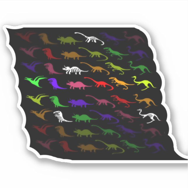 Adesivo Crianças legal, dinossauro colorido e giro (Frente)