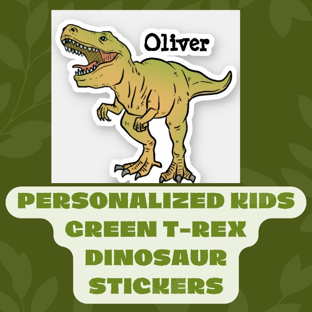 Adesivo Crianças Personalizadas Autocolantes Verdes T-REX  (Criador carregado)