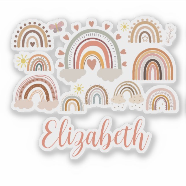 Adesivo Crianças Personalizadas do Arco-Íris Boho (Frente)