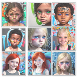 Adesivo Crianças Tribais | Crianças Futurísticas Urbanas