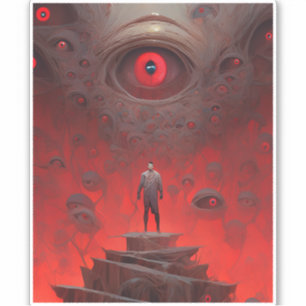 Adesivo Criaturas Oculares Arte de Horror Surreal