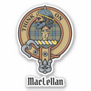 Adesivo Crista do Clã MacLellan sobre Tartan Antigo