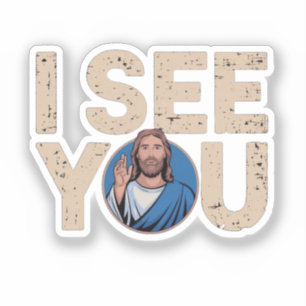 Adesivo Cristão Jesus está te observando, Jesus eu te vejo