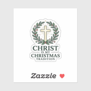 Adesivo Cristo é Minha Tradição de Natal Versão Cruz Antig
