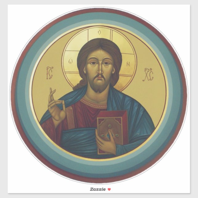Adesivo Cristo Pantocrator Bizantino Arte de Mosaico Redon (Folha)