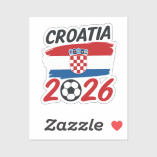 Adesivo Croácia 2026 Design de Bandeira de Cores para Fã d