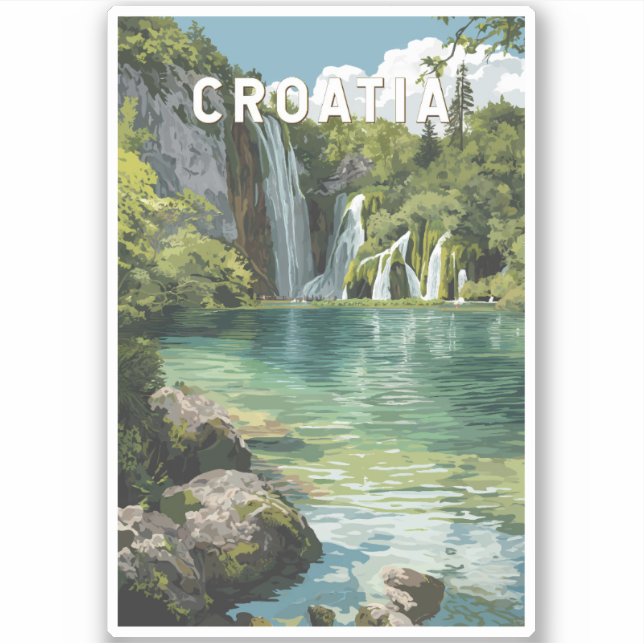 Adesivo Croatia Illustration Travel Art Vintage (Frente)