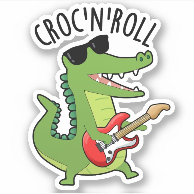 Adesivo Croc N Roll Funny Crocodilo Pun (Frente)