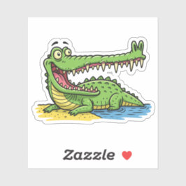 Adesivo Crocodilo de Cartoon Engraçado com Sorriso Grande