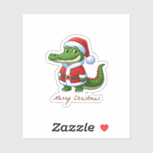 Adesivo crocodilo de natal feliz