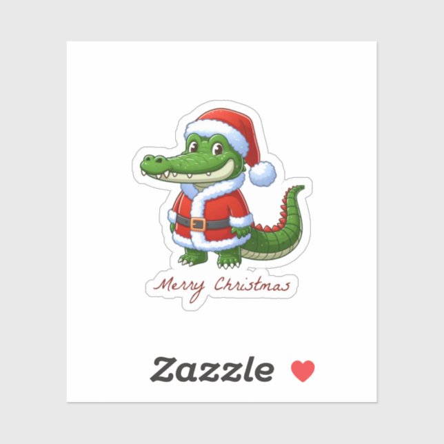 Adesivo crocodilo de natal feliz (Folha)