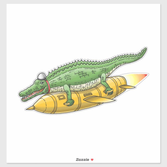 Adesivo Crocodilo Foguete (Folha)
