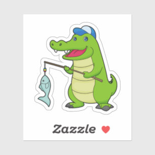Adesivo Crocodilo Pesca com Pescado