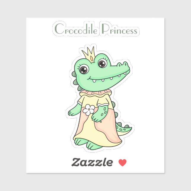 Adesivo Crocodilo Princess (Folha)