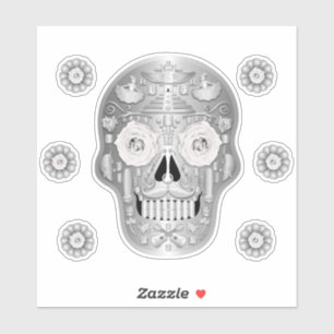 Adesivo Cromo (Rosa Branca) Calavera Sticker