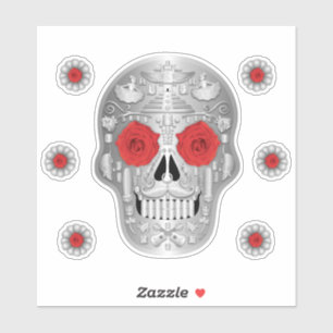 Adesivo Cromo (Rosa vermelha) Calavera Sticker