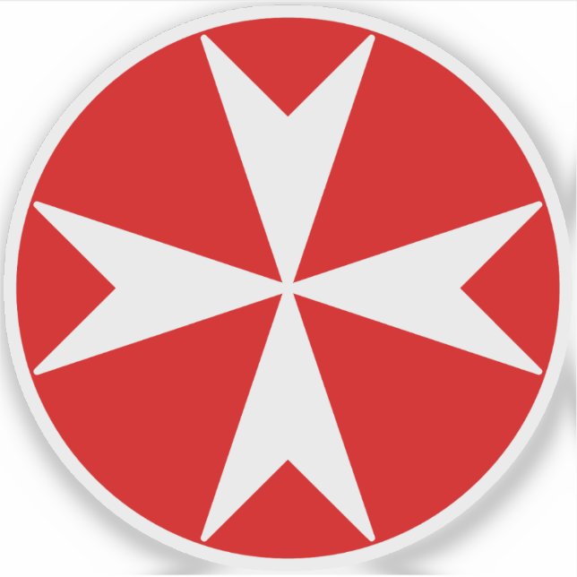 Adesivo Cross Of Malta v2 (branco a vermelho) (Frente)