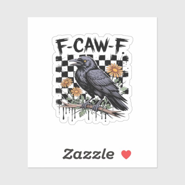 Adesivo Crow Flowral, F-Caw-F Pássaro Engraçado FCAWF Lua  (Folha)
