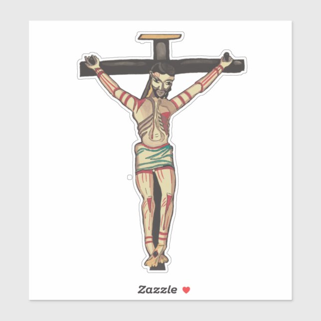 Adesivo Crucificação Jesus Cristo Cruzado Arte por Aquarel (Folha)
