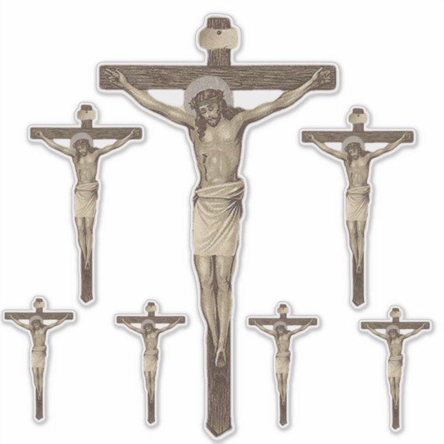 Adesivo Crucifixo católico Jesus na Cruz Religiosa (Frente)