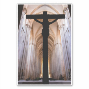 Adesivo Crucifixo com Jesus Cristo. Abadia de Alcobaca Gót