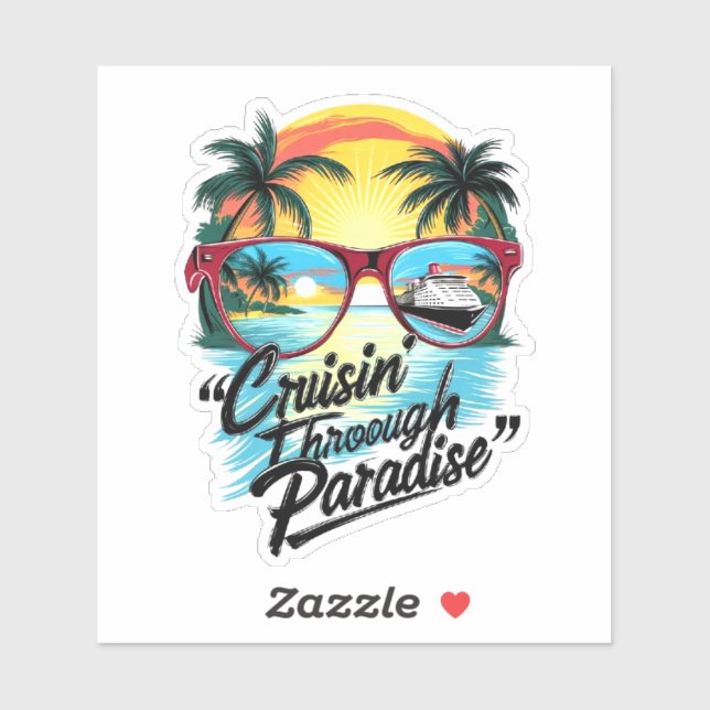 Adesivo Cruisin' Through Paradise: Vibes de Escape Tropica (Folha)