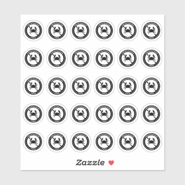 Adesivo Crustacean Free Wedding Place Card Food Allergy (Folha)