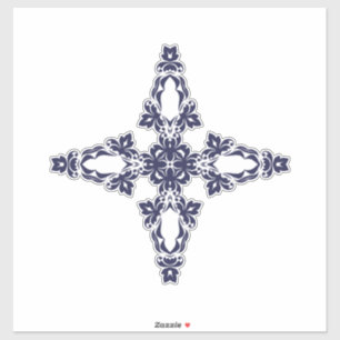 Adesivo Cruz Cristã com Ornamentação Azul