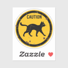 Adesivo Cruzamento de Gato Preto - Sinal de Cuidado do Hal