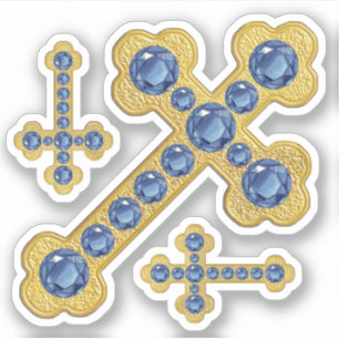 Adesivo Cruzes Amigadas com 12 Faux Sapphires - Contorno