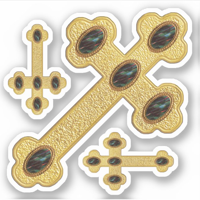 Adesivo Cruzes Amigadas com 5 Faux Bloodstones - Contorno (Frente)