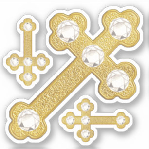 Adesivo Cruzes Amigadas com 5 Faux Diamantes - Contorno