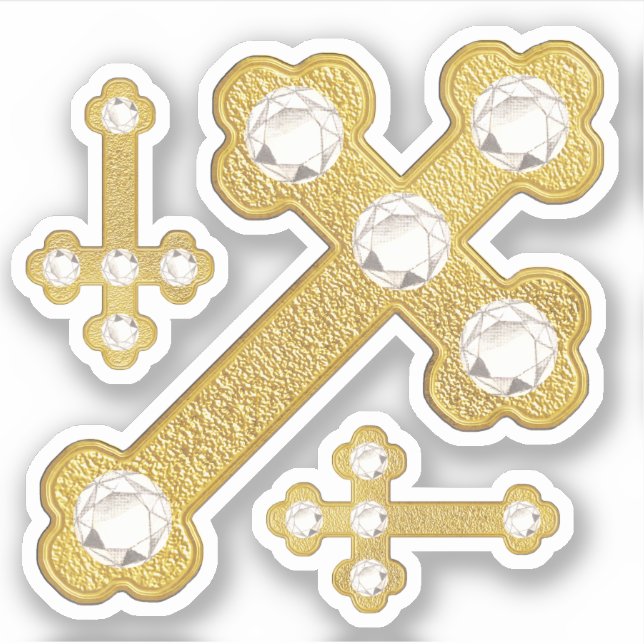 Adesivo Cruzes Amigadas com 5 Faux Diamantes - Contorno (Frente)