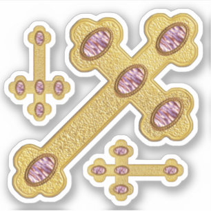 Adesivo Cruzes Amigadas com 5 Faux Purple Agates - Contorn