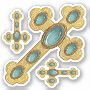 Adesivo Cruzes Amigadas com 6 Faux Turquoise - Contorno