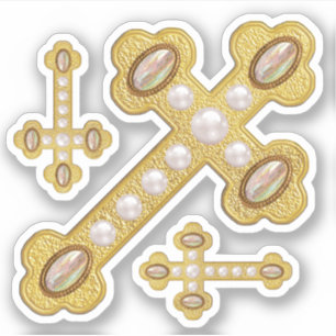 Adesivo Cruzes Amigadas com Faux Opals & Pearls - Contorno