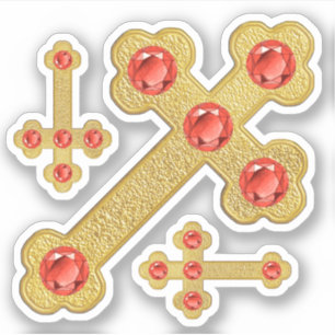 Adesivo Cruzes Amigadas com Garnets 5 Faux - Contorno